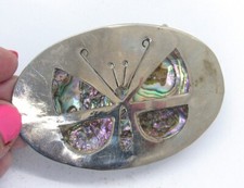 Vintage LADIES ABALONE BUTTERFLY BELT BUCKLE