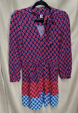GAP * Women's Size 6 (Small) Red + Blue Clover Pattern Side Zip Lined Dress