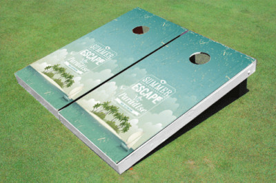 Escape To Paradise Custom  Cornhole Board