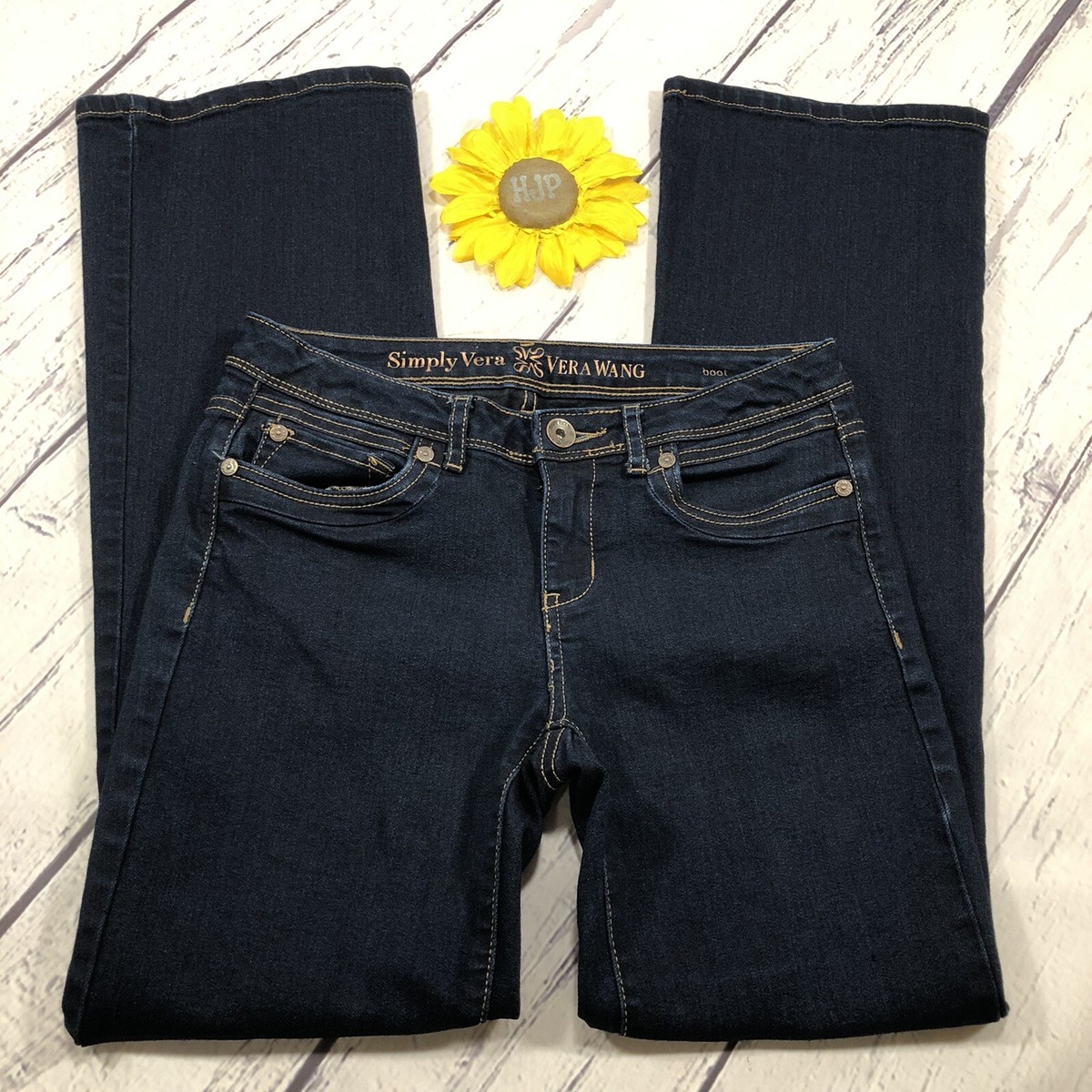 SIMPLY VERA VERA WANG Bootcut Jeans Womens Size 2 Stretch Dark