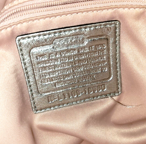 COACH POPPY HIPPIE Metallic SILVER GRAY Signature Crossbody Shoulder Purse - Picture 10 of 10