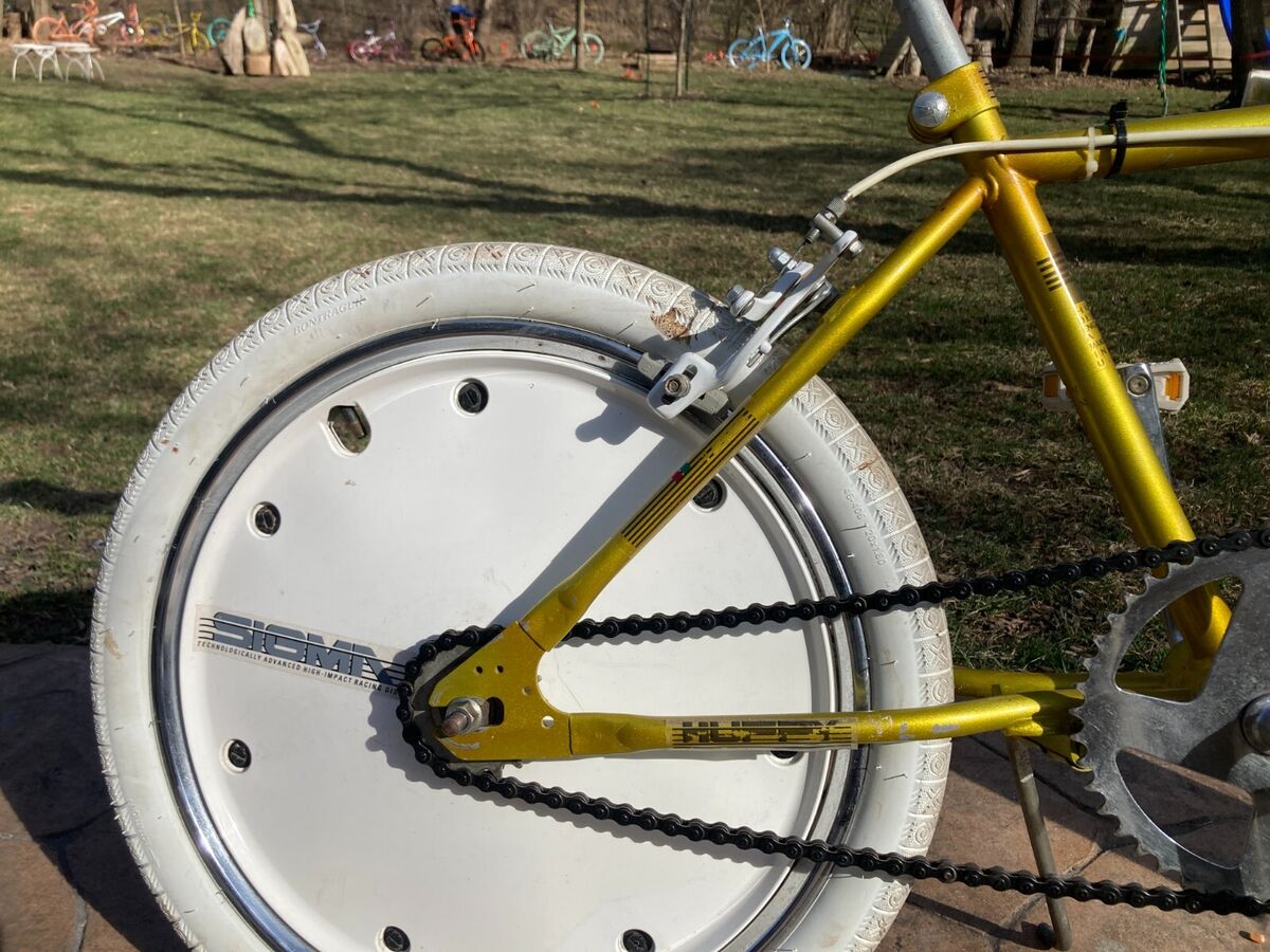 Restored Huffy Sigma Yellow Metallic 80s BMX Bike 20 Restored Huffy Sigma Yellow Metallic 80s BMX Bike 20