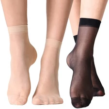10/20Pairs Women Ankle Socks Nylon Ultra Thin Silk Sheer Outdoor Short Stockings
