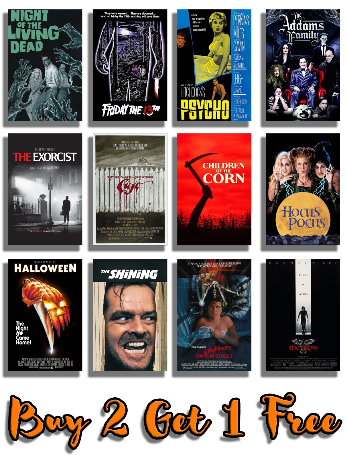 Classic Halloween Movie Posters Print Wall Art A4 A3 Films 70's 80's 90