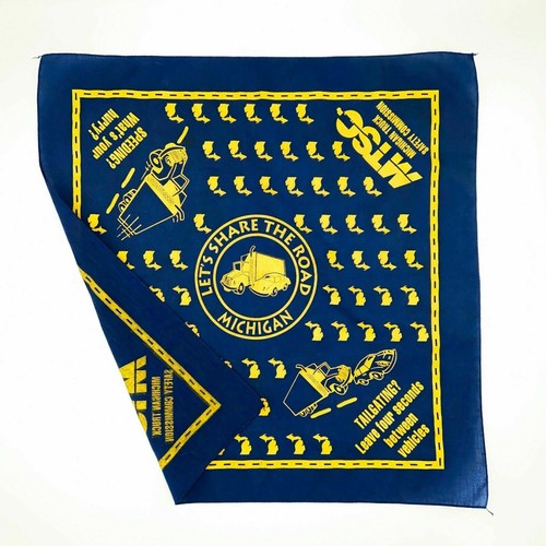Vintage MTSC MICHIGAN TRUCK SAFETY COMMISSION Bandana, Blue Handkerchief Cloth - Picture 2 of 6