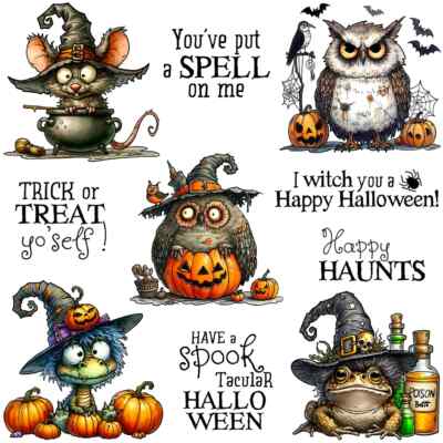Halloween Witch Animals You've Put a Spell on Me Metal Cutting Dies Clear Stamps