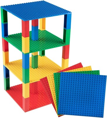 Strictly Briks - Stapelbare Grundplatten Turm mit Stapelsteinen - 4er Pack 6''x6''
