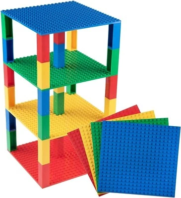 Strictly Briks - Stackable Base Plates Tower With Stackers Bricks - 4 Pack 6"x6"
