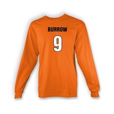 Burrow Long Sleeve Adult T-shirt Orange Medium bengals cincinnati joe