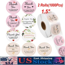 2Roll (1000Pc) 1.5"Thank You Stickers Thank You for Supporting My Small Business