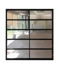 Full View Garage Door 8 ft By 10 ft Anodized Matt Black Frame With Clear Glass