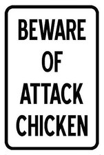 Beware of Attack chicken Warning Sign 12" x 8" Aluminum Metal Novelty Sign