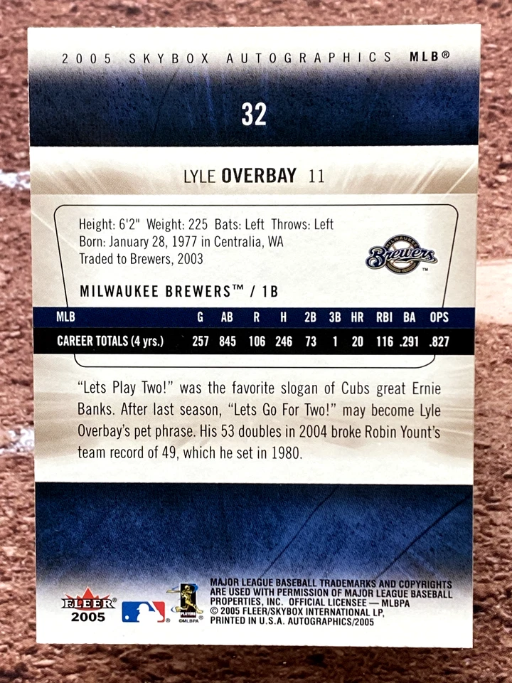 2005 Skybox Autographics Lyle Overbay #32 - Image 2 of 2