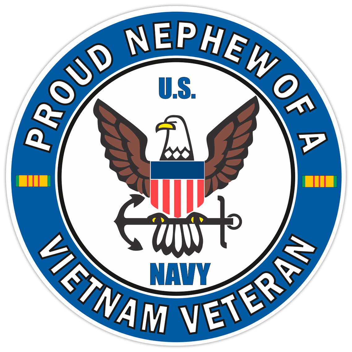 U.S. Navy Proud Nephew of a Vietnam Veteran Bumper Sticker Military Decal 5"