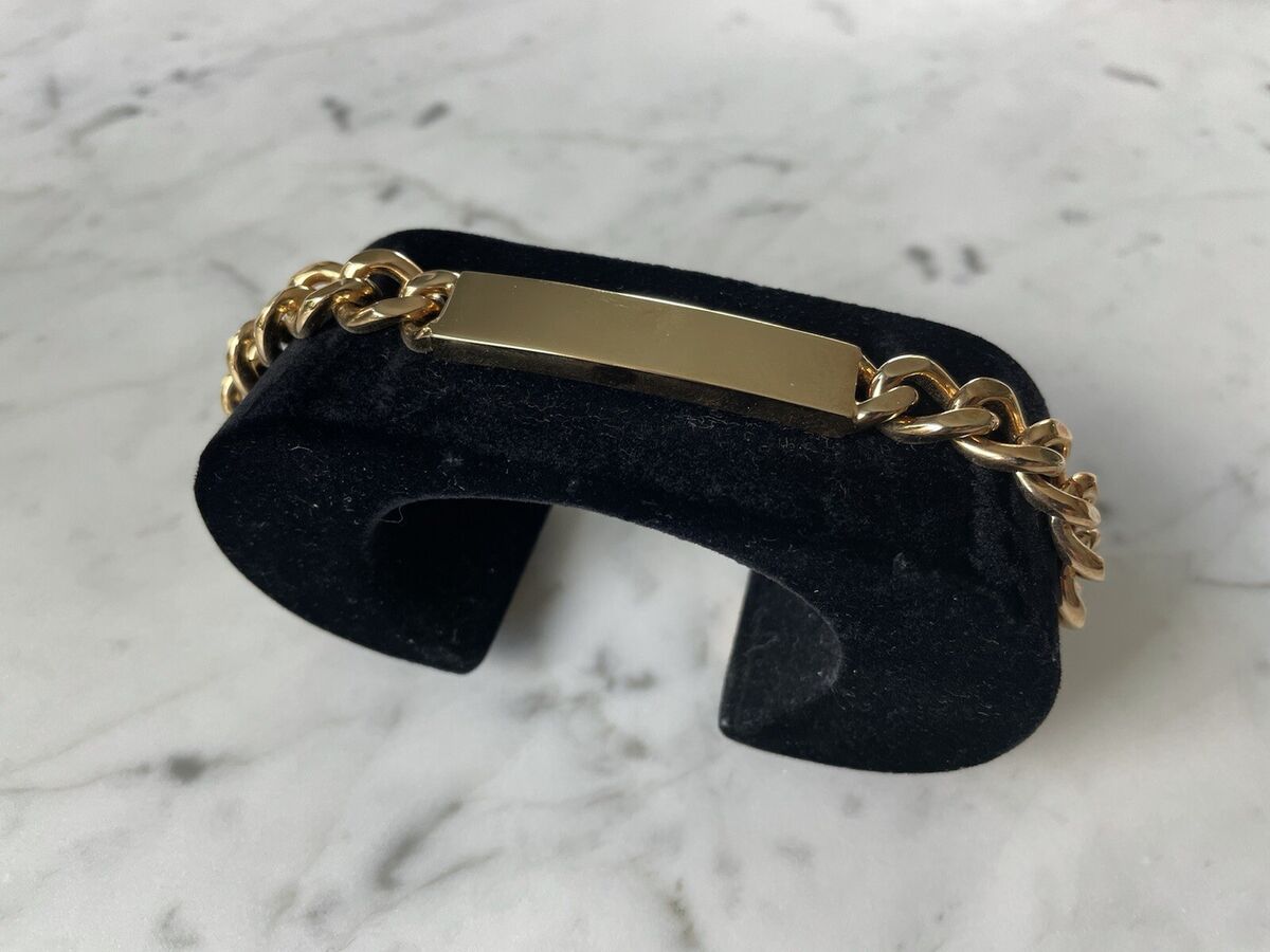 MAISON MARGIELA Collectors SS11 Gold ID Bracelet Black Felt MAISON MARGIELA Collectors SS11 Gold ID Bracelet Black Felt
