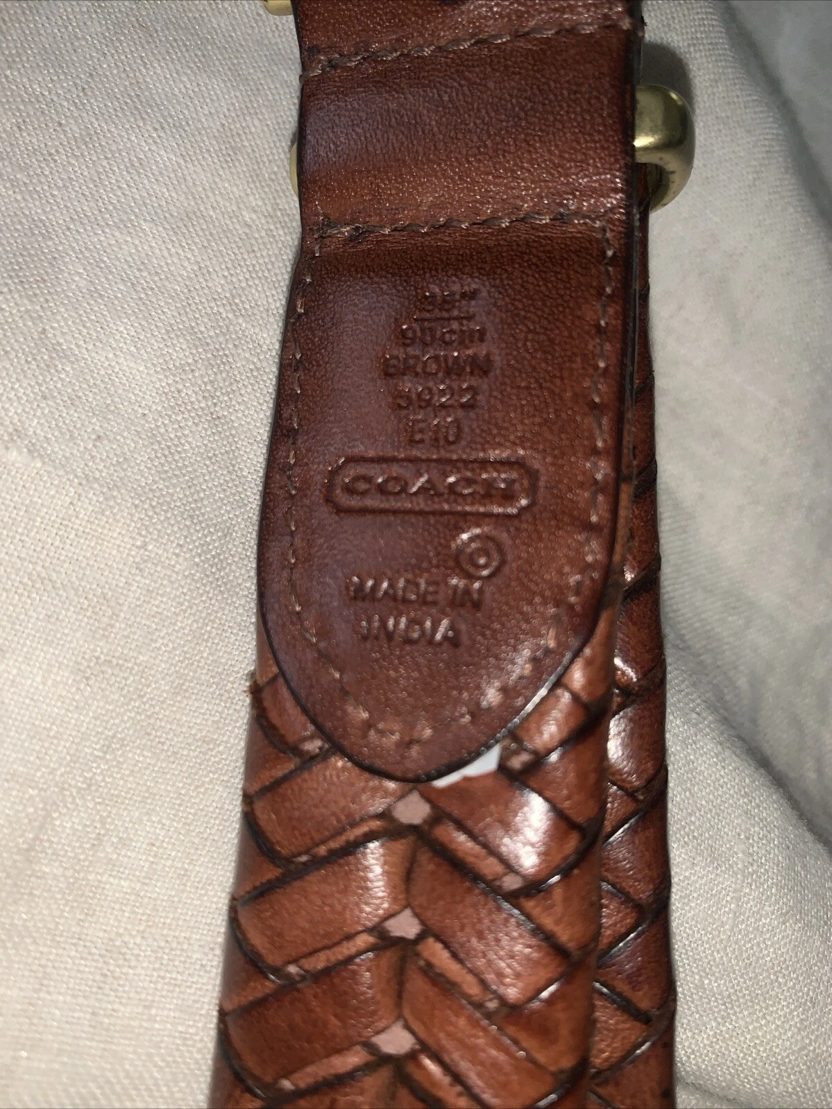 Coach Cintura Pelle Tessuto Peperoncino Fibbia Oro Uomo 98 Cm