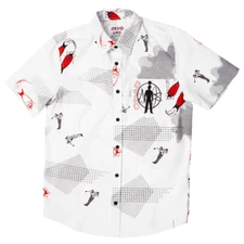 DEVO XL Button Up Pattern Shirt Middle Of Beyond Duty Now for the Future White