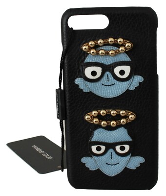 DOLCE & GABBANA Phone Case Cover Black Angels Studs iPhone 7-8 Plus RRP $400