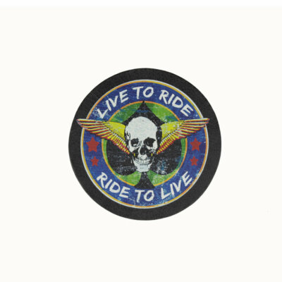 Biker Chopper Live To Ride Wing Skull Flügel Echt Leder Aufnäher Leather Patch
