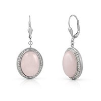 Zeeme Gemstones Ohrschmuck OhrhäNger 925 Sterling Silber Rhodiniert Rosenquartz