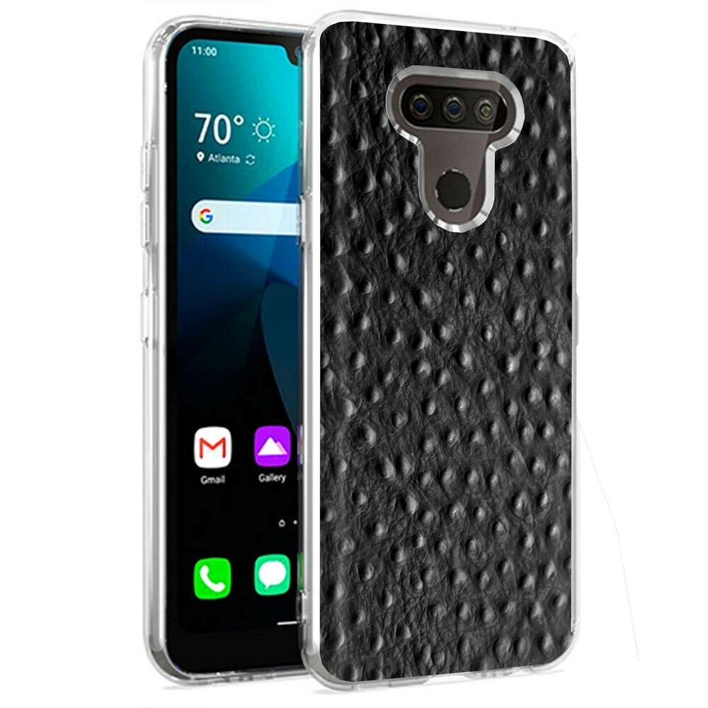 Phone Case for LG Harmony 4,Xpression Plus 3,K40S, Black Ostrich Skin Print
