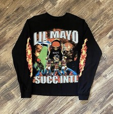 Camisa Manga Larga Lil Mayo Succ Intl Divertida Rap Para Hombre Talla Mediana