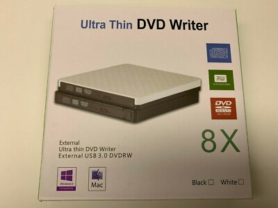 Thin Portable USB 3.0 Ultra External DVD-RW CD-RW Burner Writer For PC MAC zxfss