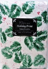 Elrene Holiday Print Tablecloth Flannel Backed Vinyl, Oval 52" x 70"