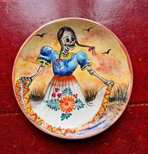 Mexican ‘Day of the Dead’  Vintage Hand Painted  Wall Plate La Calavera Catrina