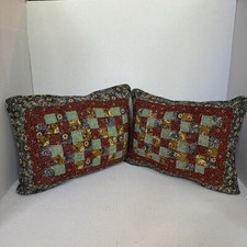 vintage Patchwork Quilted Throw Pillows set Cottage core