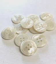 24 Buttons Pearlized Off White Plastic 4-Hole Sew Through Sewing 19 mm #WH20