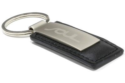 OEM NEW Black Leather Key Chain w/ Metal Piece Rectangle Kia Soul