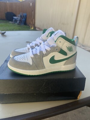 Size12.5 y (PS) . Air Jordan1 Mid SE White Pine Grey PS DC7249-103