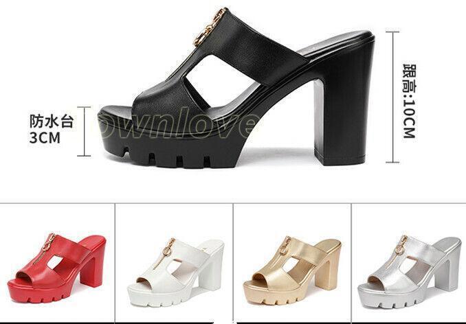 PANTOFOLA D’ORO Sandali donna plateau blocco tacco alto zip davanti punta aperta ciabatte casual mules