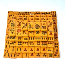 Rare 156 Butterscotch Bakelite Chinese Mah Jongg Mahjong Tiles Board Game 1486gr