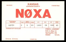 1 x QSL Card Radio USA N0XA Spring Hill KS 1990 Fred L Lindsey ≠ V572