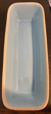 Pigeon Forge Pottery Blue Glaze Bowl Large Rectangular with Textured Gray