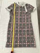 Shelby & Palmer Houndstooth Women's Short Sleeve Shift Dress Knee Length Size 10