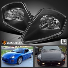 Black Fits 2000-2005 Mitsubishi Eclipse Headlights Head Lamps Leftright 00-05 Black Fits 2000-2005 Mitsubishi Eclipse Headlights Head Lamps Leftright 00-05