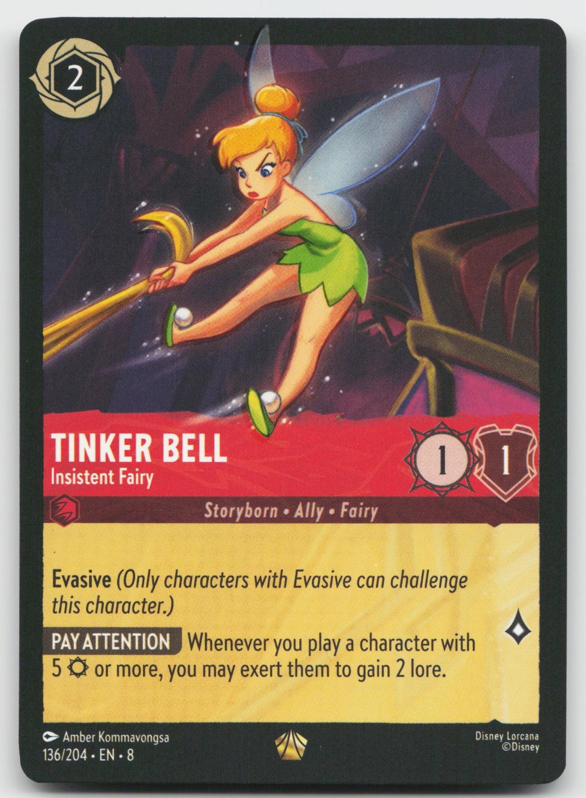 Tinker Bell - Insistent Fairy 136/204 Legendary Reign of Jafar Lorcana Near Mint