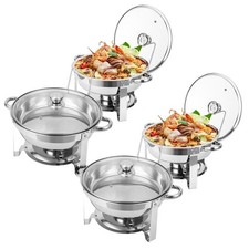 Chafing Dish Buffet Set 4 Pack 5 QT Stainless Steel Chafer for Catering Party
