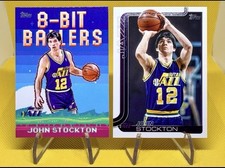 John Stockton 8-Bit Ballers + Base 2025-26 Topps NBA #8B-24 Utah Jazz