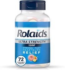 Rolaids Ultra Strength Antacid Chewable Tablets, Assorted Fruit, 72-Count