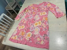 Miss Elaine Nightgown Women s L Floral Flowers Birds 3/4 sleeve Pink