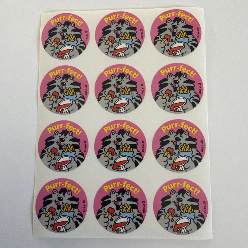 Vintage Stickers Trend Scratch N Sniff Ketchup Purr-fect Cat Good Scent