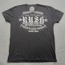 Rush Couture Shirt Mens Medium Black Rock Luxe Graphic Live Fast Die Last Tee