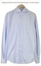 Suitsupply Men's Formal Shirt 39L/15 1/2L Extra Slim Blue Pure Cotton