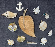 Beach Ocean Seashell Theme Pendants Charms Shells Leaves Palm Tree Blown Glass