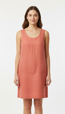 “NY Sake” Dress Coral/Salmon SIZE 8 Sleeveless Linen Blend Lined Zip Lightweight