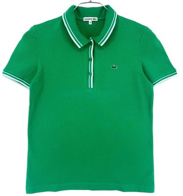 LACOSTE Damen Freizeit Polo Shirt T-Shirt Kurzarm Grün Größe 40 - S